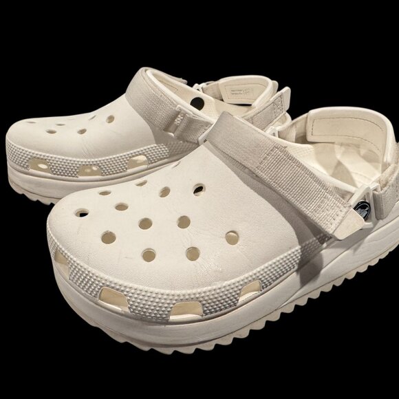 Crocs Women’s W 10 – White Wedge Platform Hiker Clog – Great Preowned Condition - Picture 2 of 8